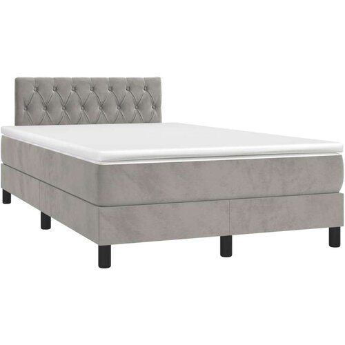 VidaXL Krevet s oprugama i madracem svjetlosivi 120x190 cm bar&amp;scaron;unasti Slike