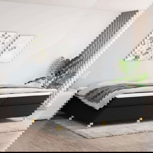  Za krevet s oprugama crni 200 x 200 cm od tkanine Slike