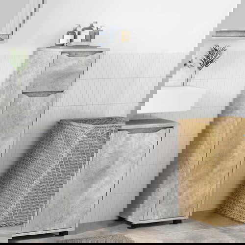 VidaXL Kupaonski ormar s ladicama Betonski sivi 30,5 x 30 x 101 cm Slike