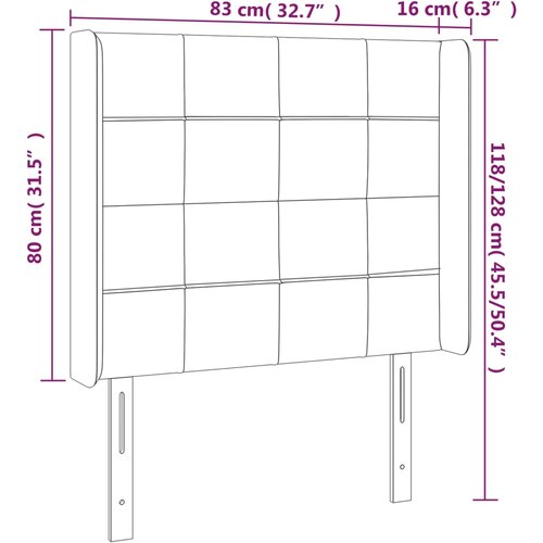  LED uzglavlje crno 83 x 16 x 118/128 cm od tkanine Slike