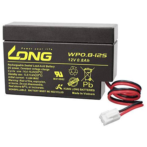 Long WP0.8-12S WP0.8-12S svinčeni akumulator 12 V 0.8 Ah svinčevo-koprenast (&amp;Scaron; x V x G) 96 x 62 x 25 mm JST konektor nizko samopraznjenje\, brez vzdrževanja, (20438246) Slike