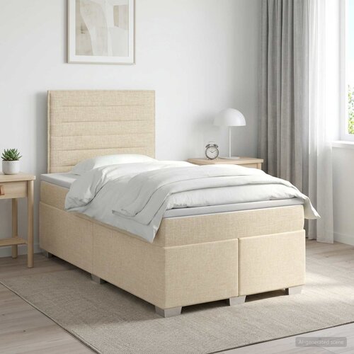  Boxspring krevet s madracem Tamno smeđa 120 x 190 cm Tkanina Slike