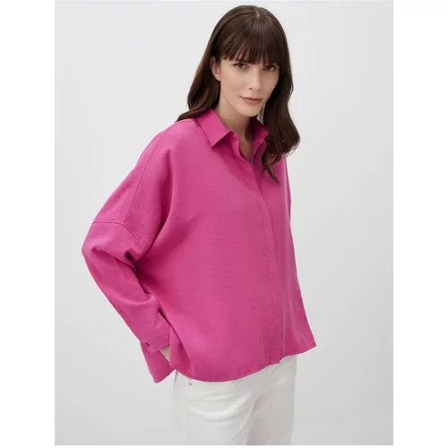 Jimmy Key Pink Loose Fit Low Sleeve Long Back Woven Shirt