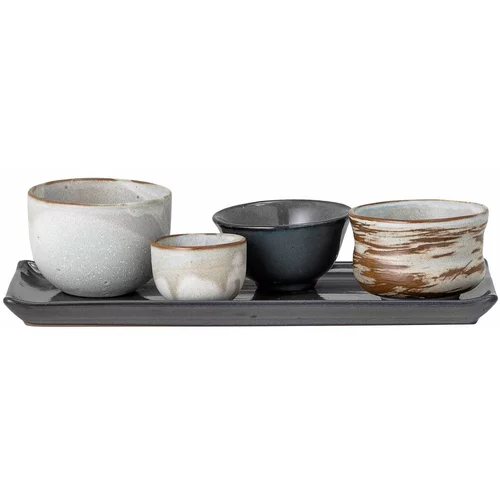 Bloomingville set od 4 keramičke zdjele a pladnjem za sushi Masami