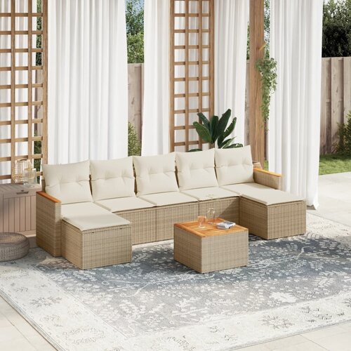 vidaXL 8-dijelni set vrtnih sofa od poliratana s jastucima bež Cijene