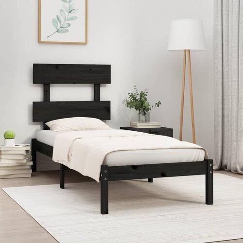 Furnova Posteljni okvir črn iz trdnega lesa 75x190 cm, (21936650) Slike