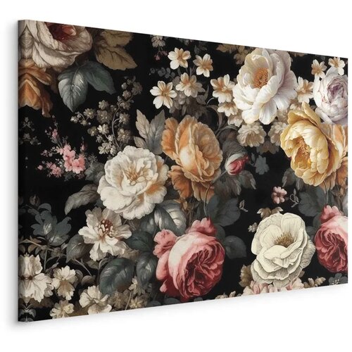  Slika - Colourful flowers on a black background 90x60 Cene