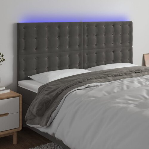The Living Store led posteljno vzglavje temno sivo 200x5x118/128 cm žamet - led vzglavje, (21487825) Slike