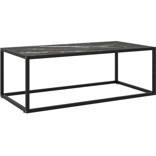 VidaXL Klubska mizica črna s črnim marmornim steklom 100x50x35 cm Slike