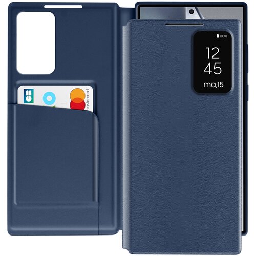 AVIZAR Usnjeno ohišje za Galaxy S24 Ultra Display Okenski ovitek za kartice, Modra noč, (5000010399) Cene