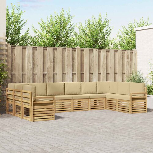  Set vanjskih sofa 10 pcs Bijela i bež 363 x 190 x 73 cm Cene