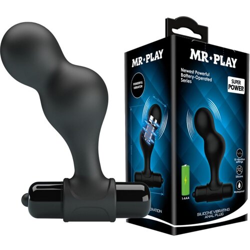 MR PLAY Črni silikonski vibrirajoči analni čep, (21652932) Cene