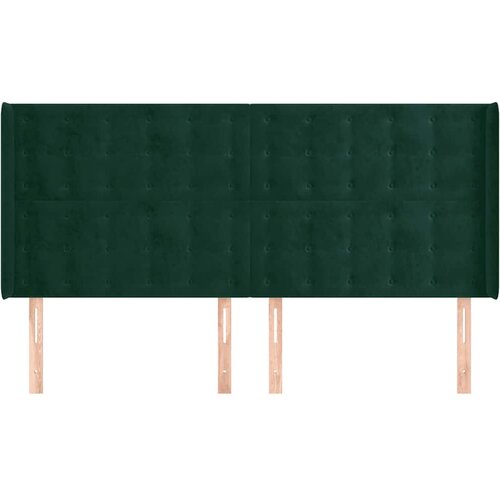  Uzglavlje s u&amp;scaron;ima tamnozeleno 203x16x118/128 cm bar&amp;scaron;unasto Slike