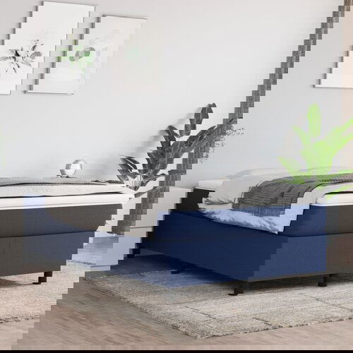 VidaXL Box spring posteljni okvir modra 120x200 cm blago Slike
