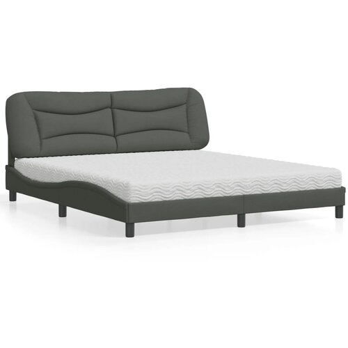 VidaXL Postelja z vzmetnico temno siva 180x200 cm blago Slike