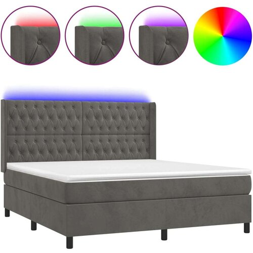 Box spring s madracem LED tamnosivi 160x200 cm bar&amp;scaron;un Slike