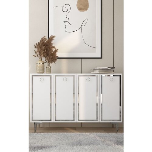 Hanah home Wolly KM120 - White, Silver WhiteSilver Console Cene
