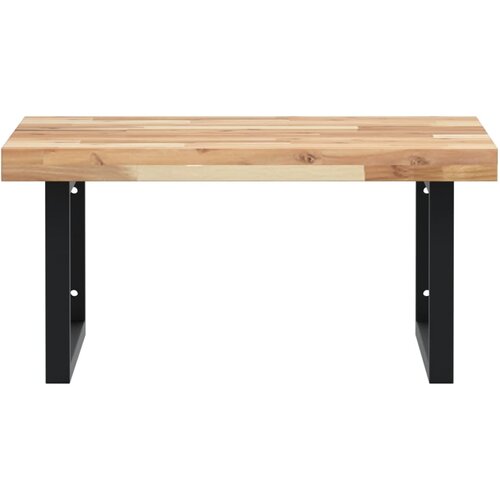  Zidna polica za umivaonik od čelika i masivnog bagremovog drva Smeđa 60 x 60 x 4 cm Slike