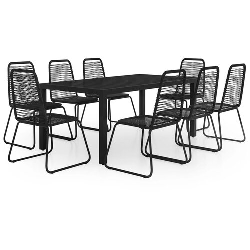  9-dijelni vrtni blagovaonski set od PVC ratana crni Slike