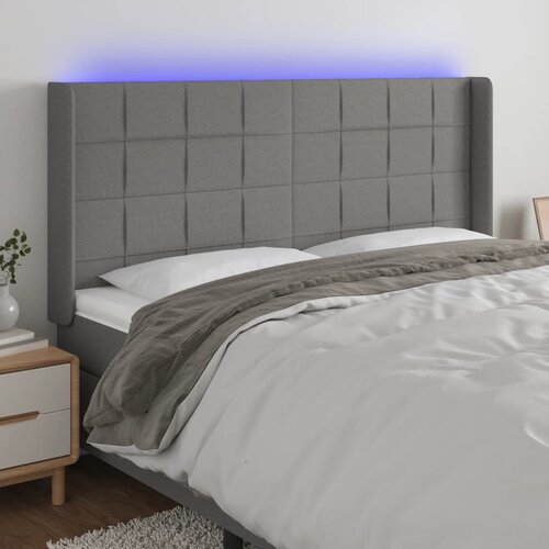  LED uzglavlje tamnosivo 203 x 16 x 118/128 cm od tkanine Cijene