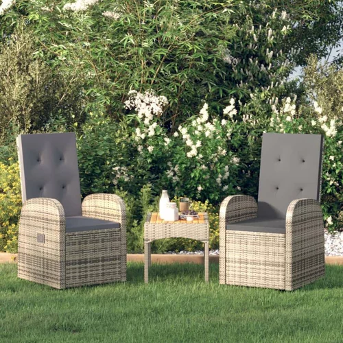  Nagibne vrtne stolice od poliratana s jastucima 2 kom sive