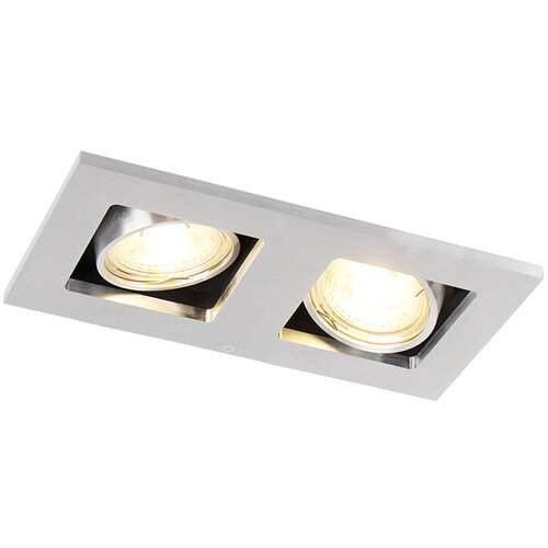 QAZQA Pravokotni vgradni reflektor 2-lahka aluminijasta - Qure Slike