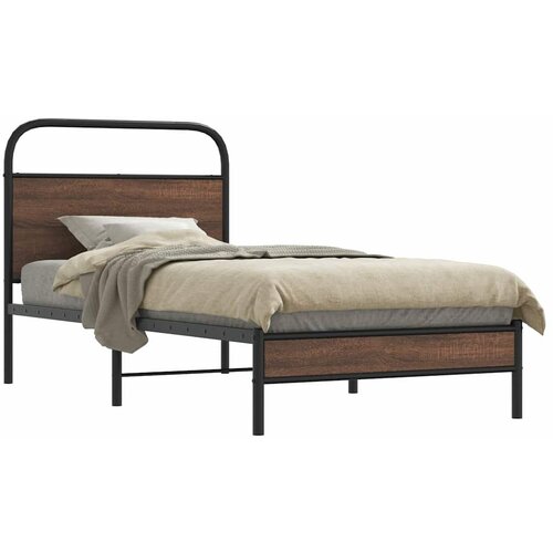 vidaXL Posteljni okvir brez vzmetnice 100x190 cm rjav hrast inž. les Cene