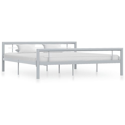The Living Store Posteljni okvir siv in bel kovinski 180x200 cm - Posteljni Okvir, (21526970) Slike