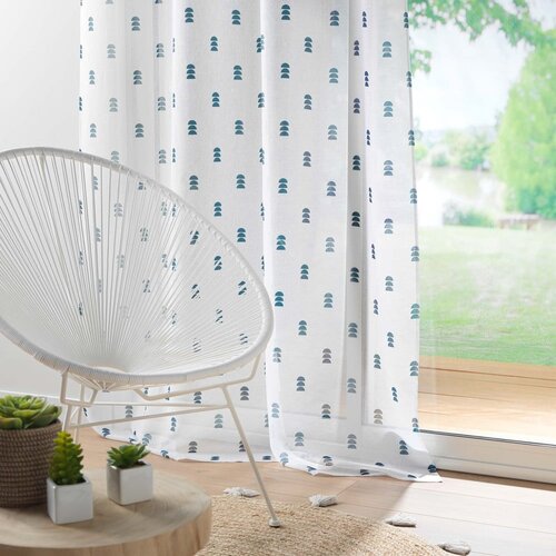 Douceur d int&amp;eacute;rieur Bijela/plava prozirna zavjesa 140x240 cm Geokid &amp;ndash; Slike