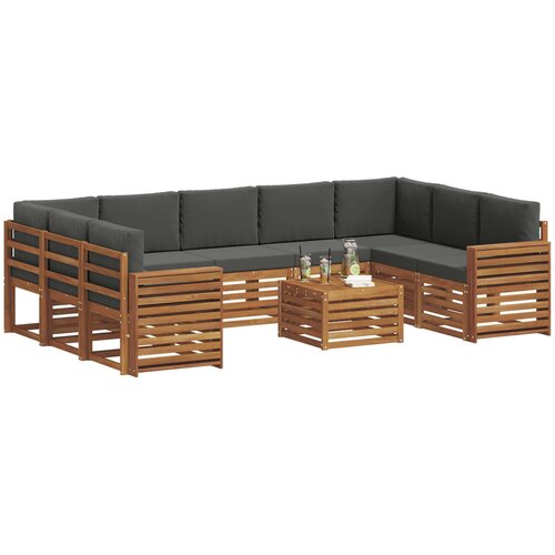  Set vanjskih sofa 10 kom. Prirodna i antracit Slike