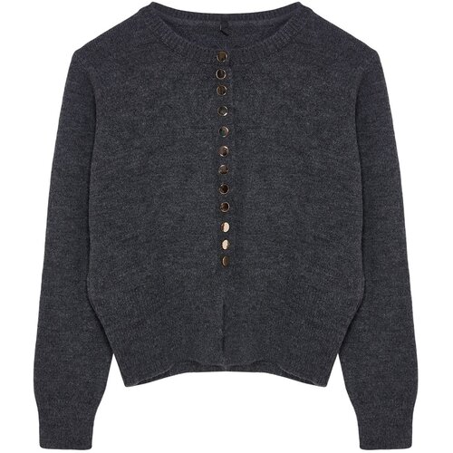 Trendyol Dark Gray Basic Buttoned Knitwear Cardigan Slike