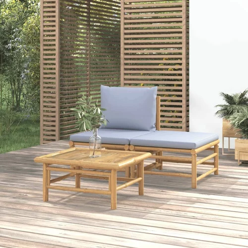  sedežna garnitura 3-delna svetlo sive blazine bambus