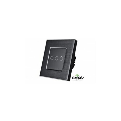 Wise Wifi pametni prekidač, aluminijumski panel crni - 3 tastera WP0053 Slike