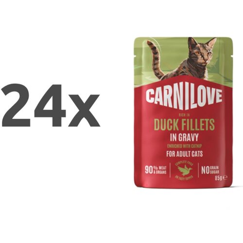 Carnilove Cat Adult vrečka, ko&scaron;čki v omaki - puran in raca - 85 g 24 x 85 g Cene