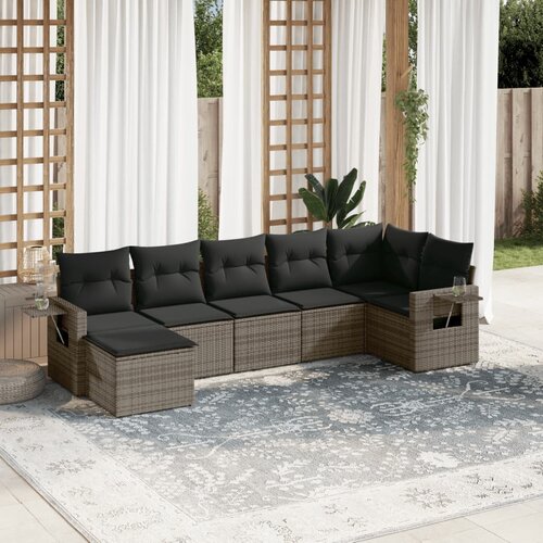 vidaXL 7-dijelni set vrtnih sofa sivi od poliratana Cijene
