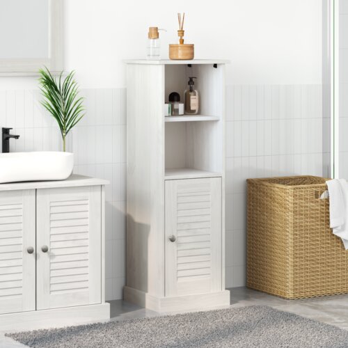 vidaXL Kupaonski ormar Bijela 37 x 34 x 110 cm Masivna borovina Cijene