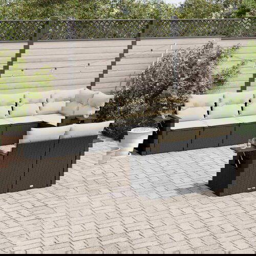  The Living Store Vrtna sedežna garnitura 8-delna z blazinami črn poli ratan - Vrtna Sedežna Garniture, (21455414) Cene