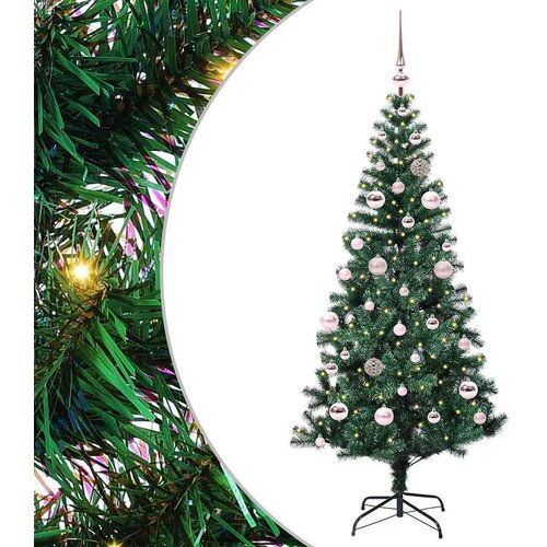 vidaXL Umjetno predsvijetljeno božićno drvce Zelena 150 cm PVC i metal Cijene