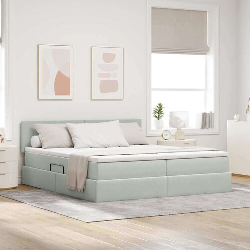  Krevet s od storage s madracem Svijetlo siva 90 x 200 cm - Svjetlosiva 180 x 200 cm Gladak dizajn Cene