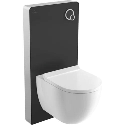 CAMARGUE sanitarni modul za zidnu WC školjku (2-količinsko ispiranje, 10,8 x 48,3 x 100 cm, Staklena obloga, Crne boje)