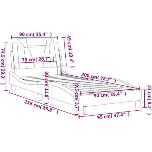  Okvir za krevet s uzglavljem sivi 90x200 cm od umjetne kože Slike