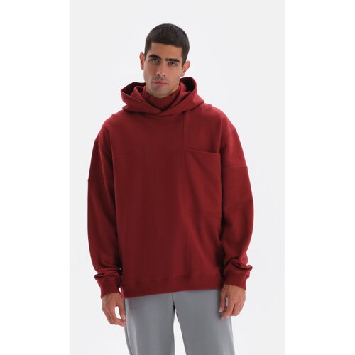 Dagi Claret Red Pocket Detailed Hooded Sweatshirt Slike