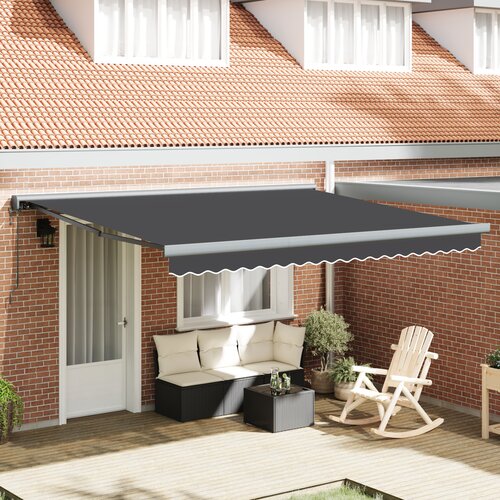 VidaXL Avtomatska retraktibilna tenda oranžne in bele barve 350x250 cm Slike