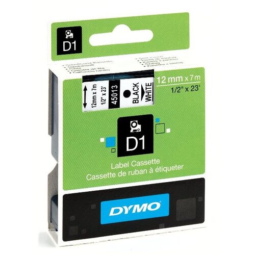 Dymo Trak Dymo D1 450130, 12 mm 7 m (črna/bela), original Slike