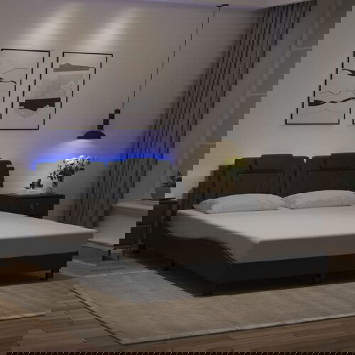  The Living Store Posteljni okvir z LED lučkami črn 160x200 cm umetno usnje - Posteljni Okvir, (21496710) Cene