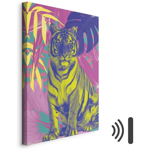  Slika - Colorful Tiger - Intense Colors of a Tiger Surrounded by Tropical Plants 40x60 Akustična Cene