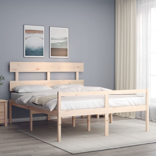 vidaXL okvir kreveta s uzglavljem 160 x 200 cm od masivnog drva Cene