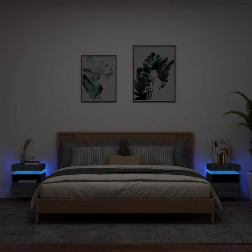  Noćni ormarići s LED svjetlima 2 kom boja hrasta 40x39x48,5 cm Cene