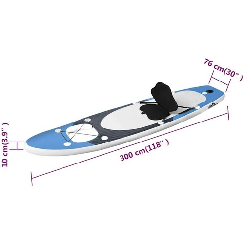 VidaXL Set daske za veslanje stojeći na napuhavanje plavi 300x76x10 cm Slike
