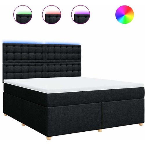  Krevet s oprugama i madracem crni 180x200 cm od tkanine Slike